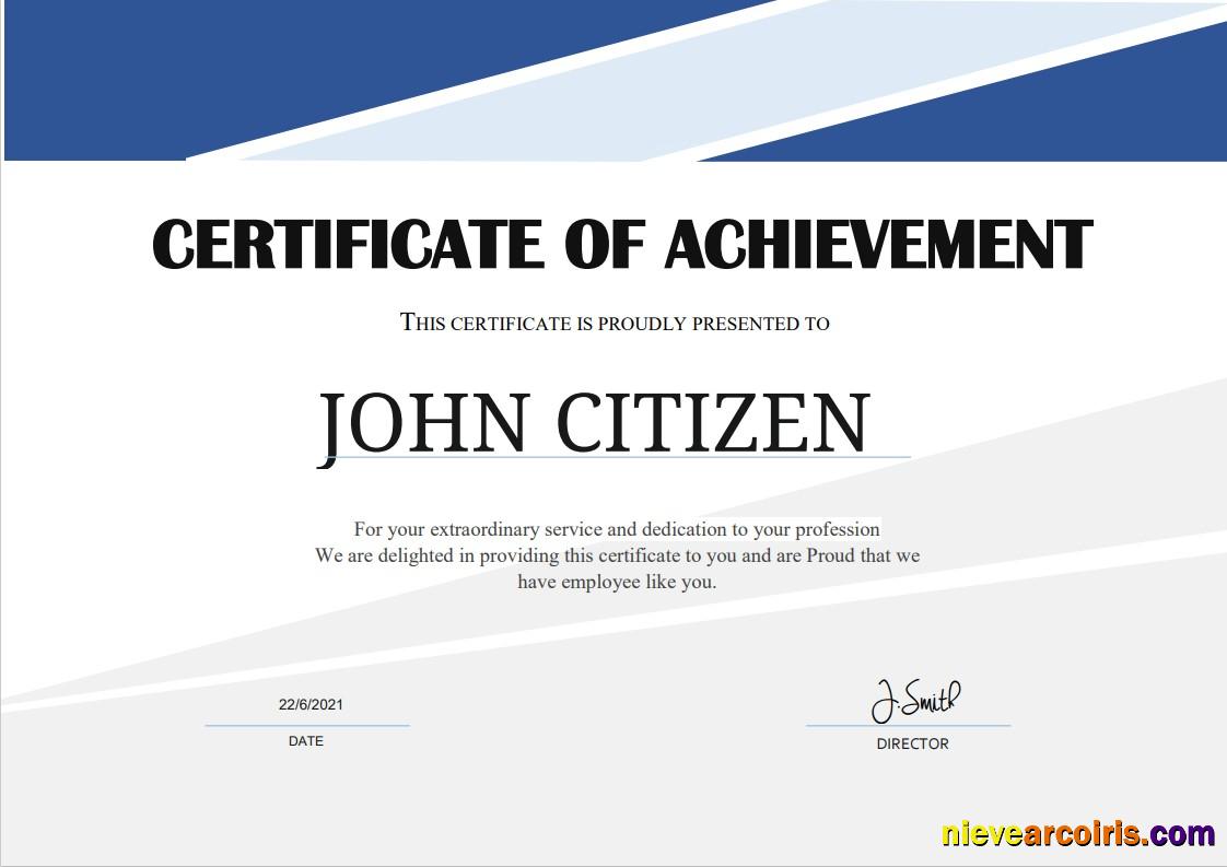 USA Employee Thank You Achievement certificate